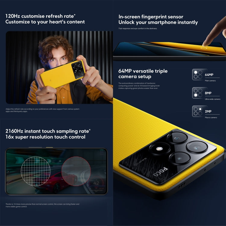 Xiaomi POCO X6 Pro Global, 12GB+512GB, In-screen Fingerprint, 6.67 inch Xiaomi HyperOS MediaTek Dimensity 8300-Ultra Octa Core 3.35GHz, NFC, Network: 5G Xiaomi POCO X6 Pro Global, 12GB+512GB, In-screen Fingerprint, 6.67 inch Xiaomi HyperOS MediaTek Dimensity 8300-Ultra Octa Core 3.35GHz, NFC, Network: 5G